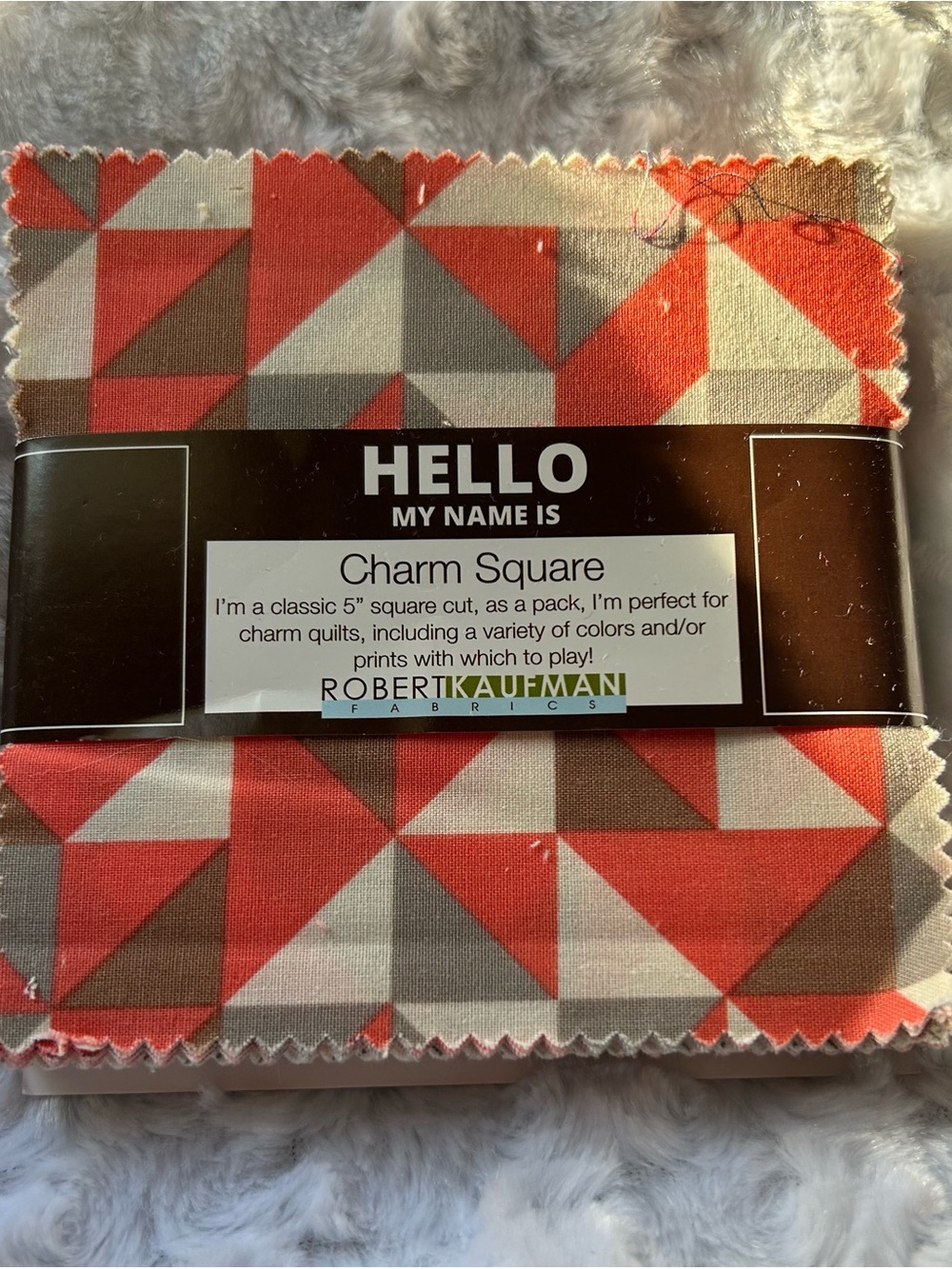 Robert Kaufman Charm Square Pack - Coral, Gray, Cream Geometric rare